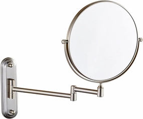 Makeup Mirror, 360° Swivel Bathroom Shaving Mirror Wall-Mounted Magnifying Mirror HD Extendable Mirror Double-Sided Anti-Fog Vanity Mirror 6" Brushed Nickel Shower Mirror