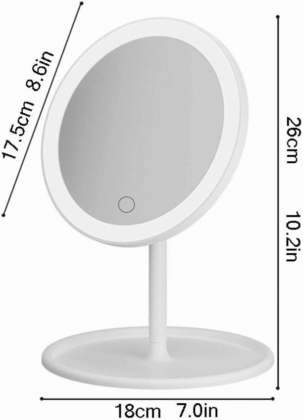 Makeup Mirror Desktop LED Makeup Mirror with Light Dressing Table Fill Light Desktop Portable Folding Light Makeup Small Mirror Lighted Makeup Mirror(B)