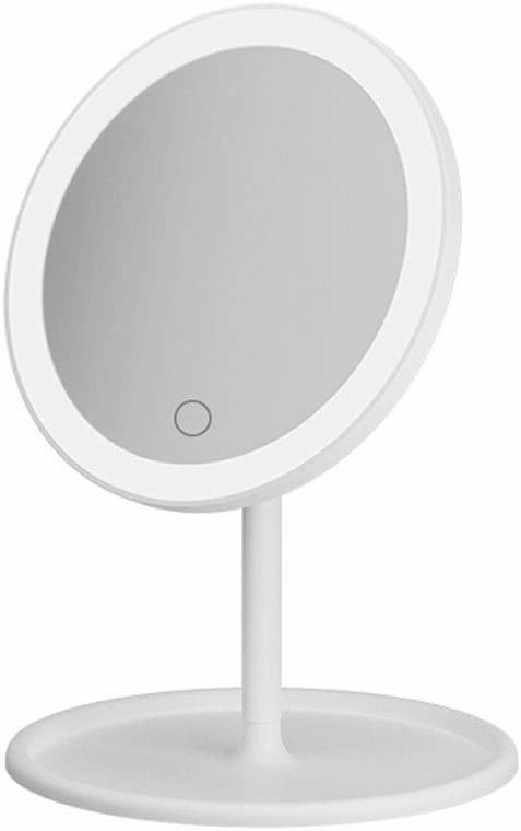 Makeup Mirror Desktop LED Makeup Mirror with Light Dressing Table Fill Light Desktop Portable Folding Light Makeup Small Mirror Lighted Makeup Mirror(B)