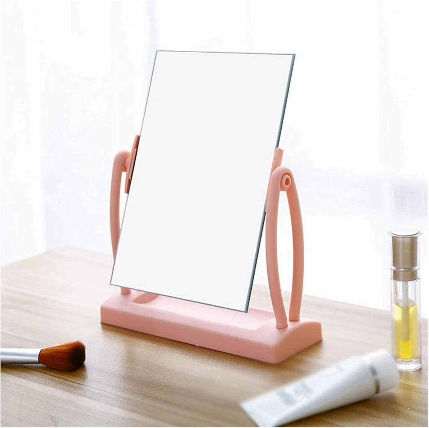 Makeup Mirror Makeup Mirror Desktop 360- Degree Rotating Vanity Mirror, Household Makeup Mirror, Student Princess Mirror, Small Square Mirror, Tabletop Cosmetic Mirror Portable SMA