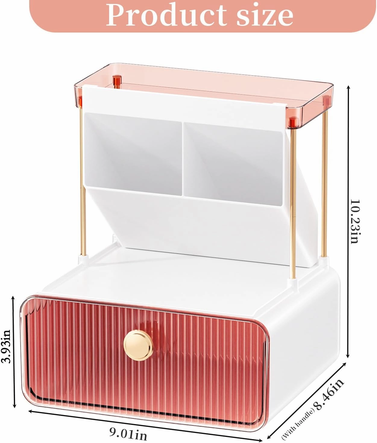 Makeup Organizer with Drawer, Bathroom Organizers and Storage，Makeup Brush Holder,Lipstick and Perfume Organizer,Cosmetic and Vanity Organizer,Desk Organizer