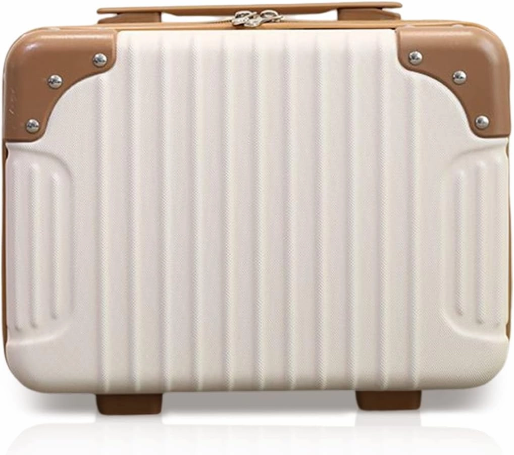 Makeup Travel Case Portable Waterproof Cosmetic Case ABS Hard Shell Toiletry Case with Elastic Band and Zipper for Women Girl Travel Beauty Case for Lipstick Skin Care, Silver Grey