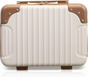 Makeup Travel Case Portable Waterproof Cosmetic Case ABS Hard Shell Toiletry Case with Elastic Band and Zipper for Women Girl Travel Beauty Case for Lipstick Skin Care, Silver Grey