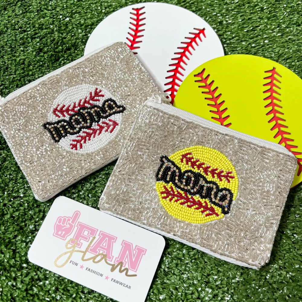 MAMA SPORTS BALL BEADED COIN PURSE - 2 COLORS