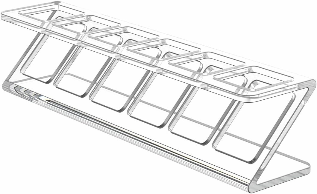 Marketing Holders Acrylic Lipstick and Lip Balm Holder 6 Slot Clear Storage Gloss and Makeup Liner Display for Retail Stores and Vanities