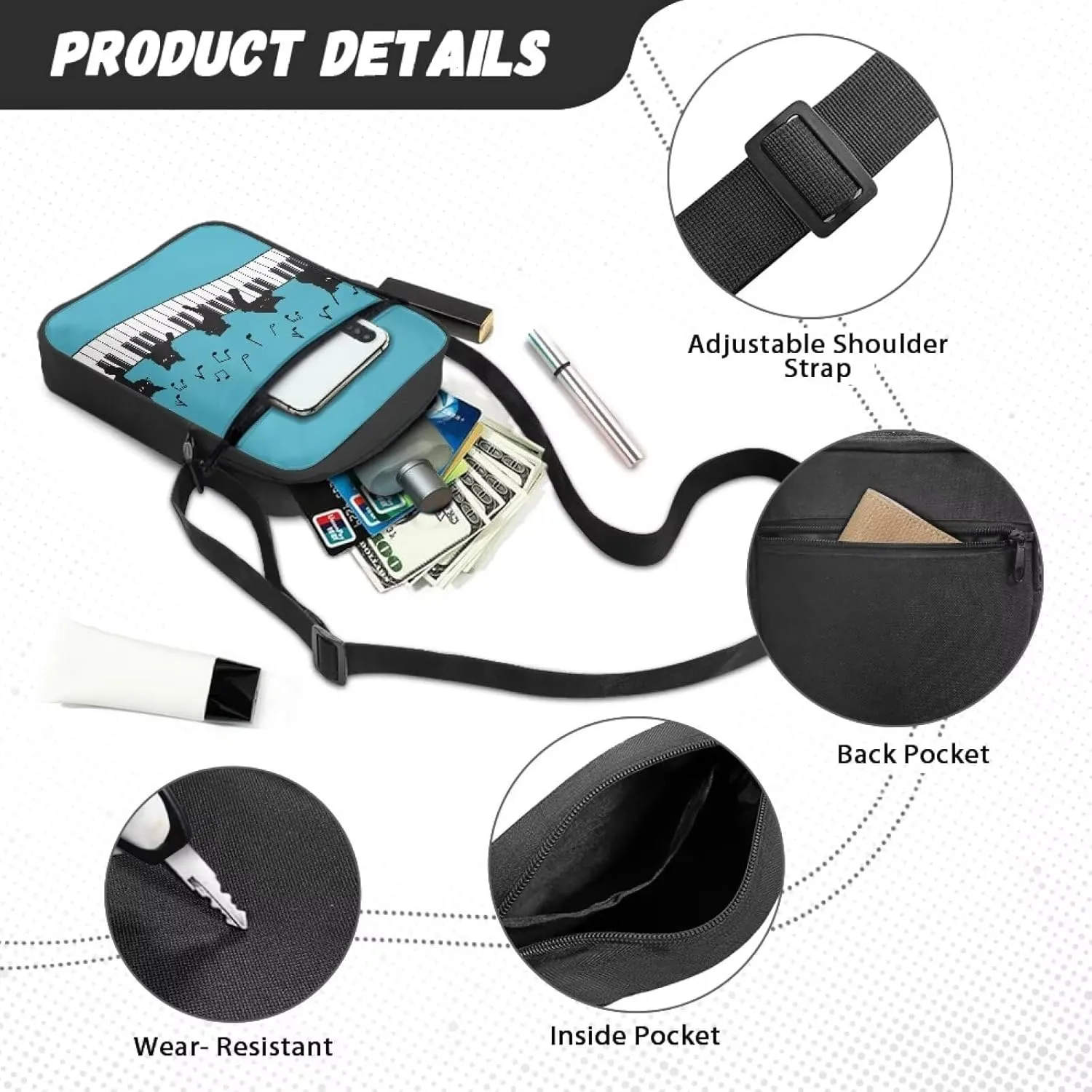 Messenger Bag for Men Lightweight Crossbody Shoulder Bag Shoulder Tote Purse for Women Store Small Items