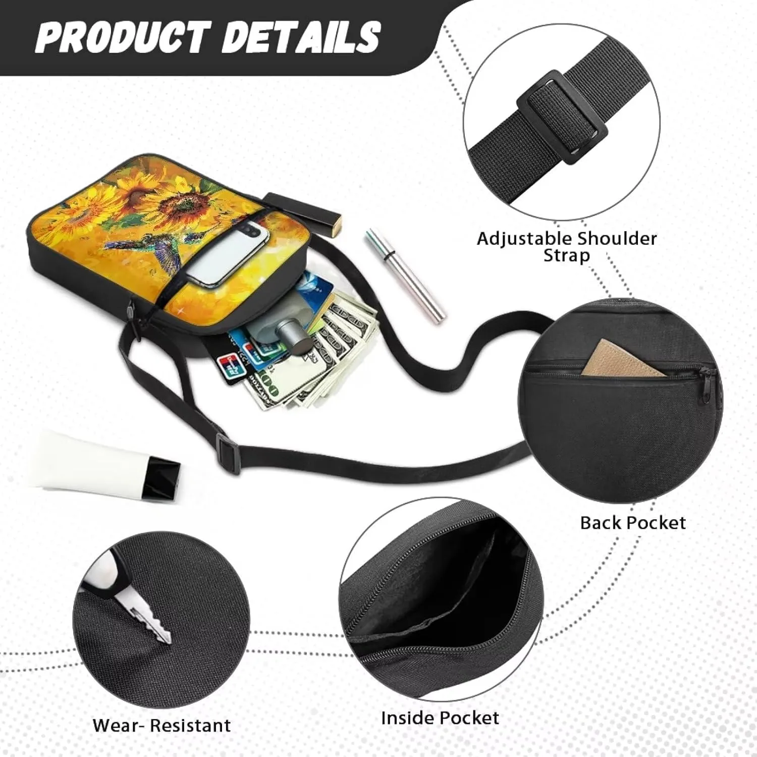 Messenger Bag for Men Lightweight Crossbody Shoulder Bag Shoulder Tote Purse for Women Store Small Items