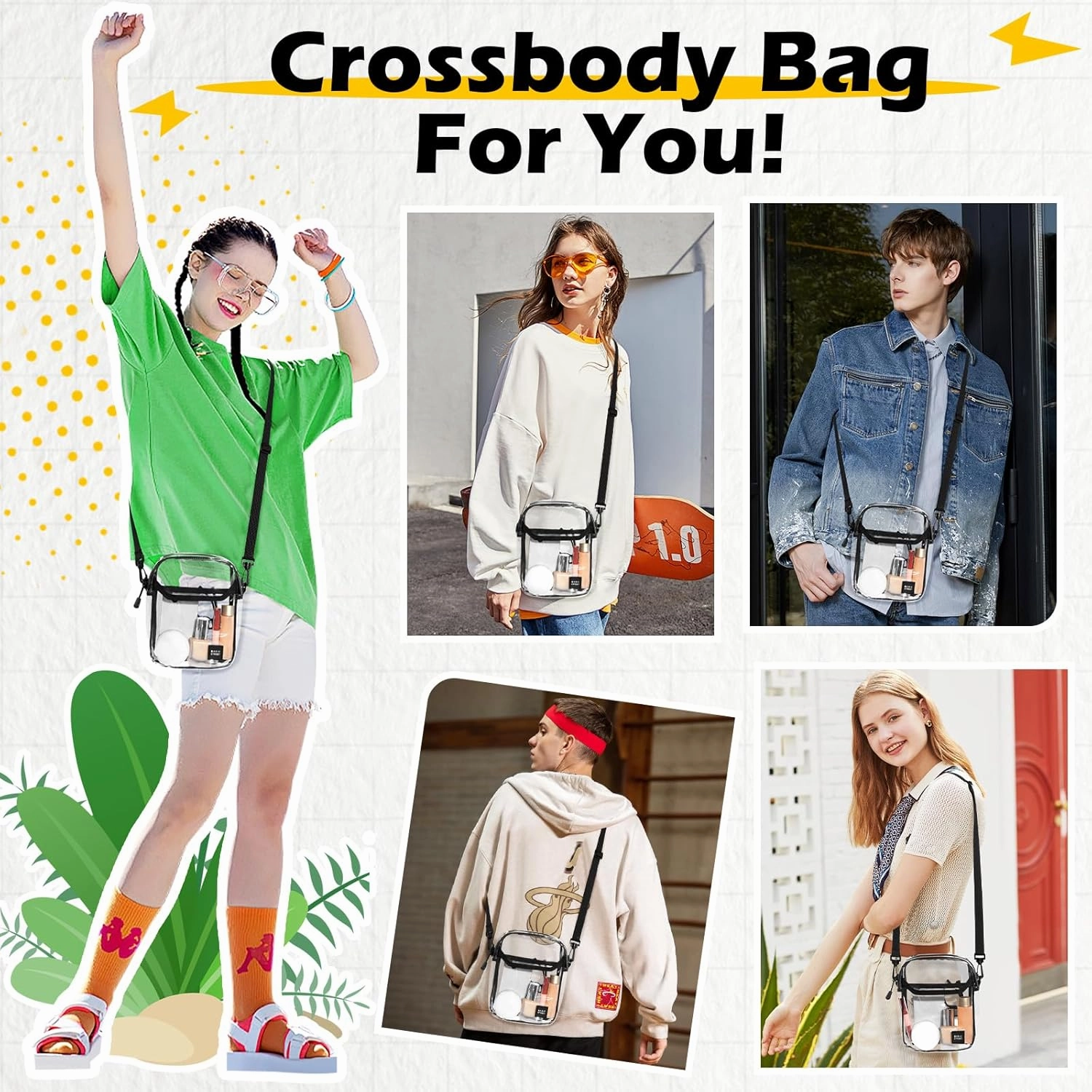 Mini Crossbody Bag Shoulder Bag for Men, Small Messenger Satchel Bag for Women