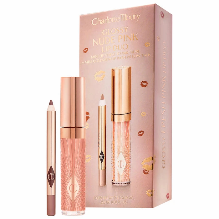 Mini Glossy Pink Lip Gloss   Lip Liner Set