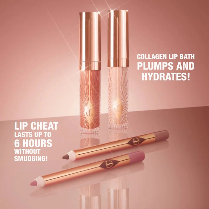 Mini Glossy Pink Lip Gloss   Lip Liner Set