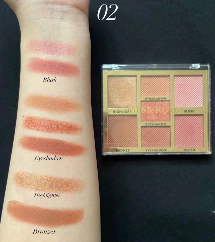 Miss Rose Face Kit - 7-Color Face Palette | Miss Rose 7-Color Blush