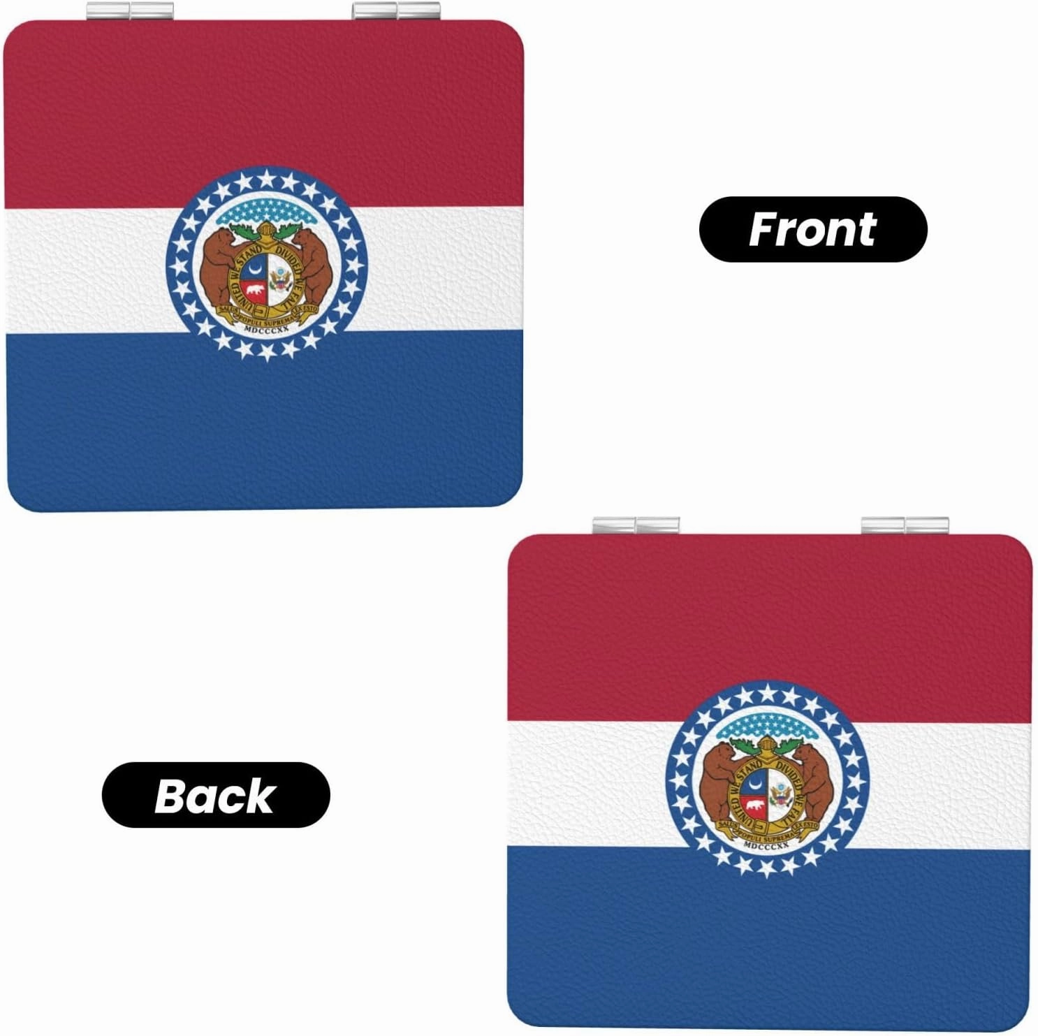 Missouri State Flag Makeup Mirror Portable Folding Mini Mirror Double Sided Travel Makeup Mirror Square Handheld Pocket Mirror