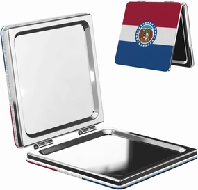 Missouri State Flag Makeup Mirror Portable Folding Mini Mirror Double Sided Travel Makeup Mirror Square Handheld Pocket Mirror