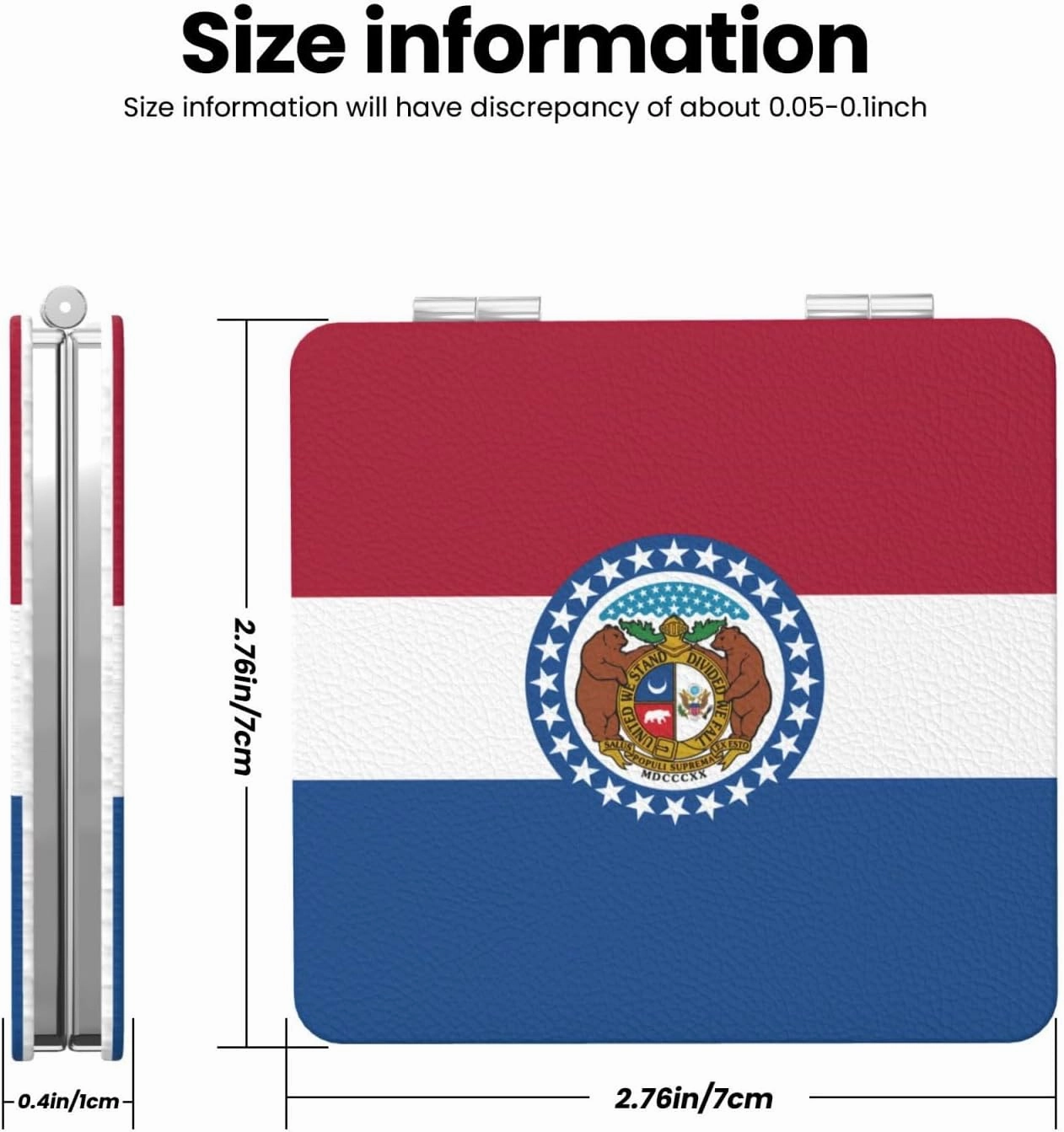 Missouri State Flag Makeup Mirror Portable Folding Mini Mirror Double Sided Travel Makeup Mirror Square Handheld Pocket Mirror