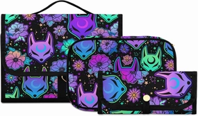 MNSRUU 3 PCS Toiletry Bag, Magic Fox with Camellia Hanging Makeup bag for Toiletries Travel Toiletry Organizer Bags Portable Clear Toiletry Kit