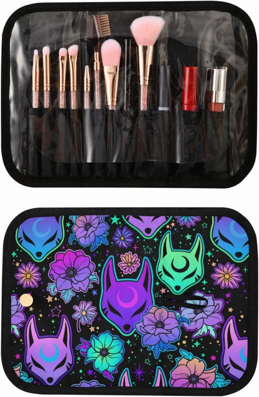 MNSRUU 3 PCS Toiletry Bag, Magic Fox with Camellia Hanging Makeup bag for Toiletries Travel Toiletry Organizer Bags Portable Clear Toiletry Kit