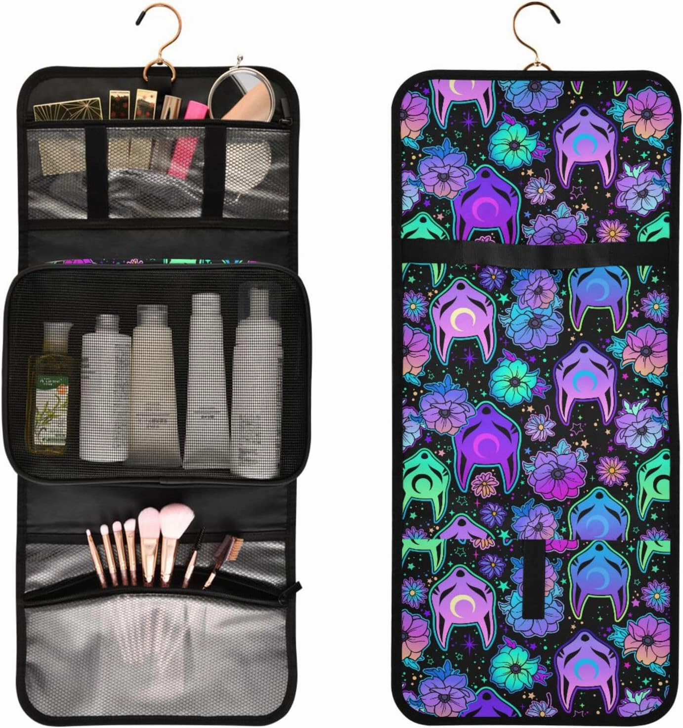 MNSRUU 3 PCS Toiletry Bag, Magic Fox with Camellia Hanging Makeup bag for Toiletries Travel Toiletry Organizer Bags Portable Clear Toiletry Kit