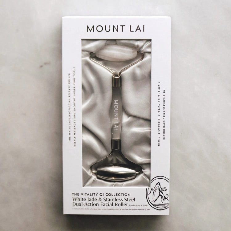 MOUNT LAI The Vitality Qi White Jade & Stainless Steel Dual Action Facial Roller