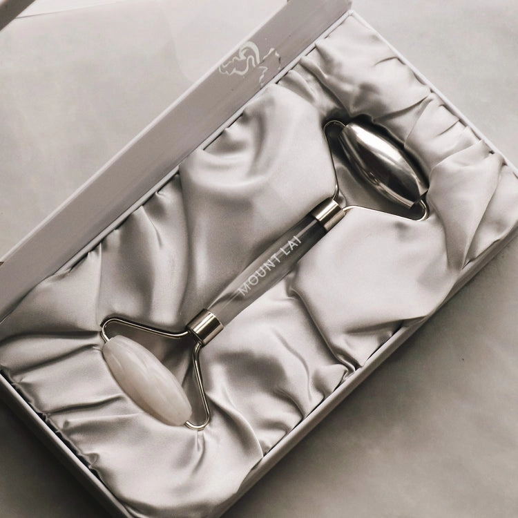 MOUNT LAI The Vitality Qi White Jade & Stainless Steel Dual Action Facial Roller