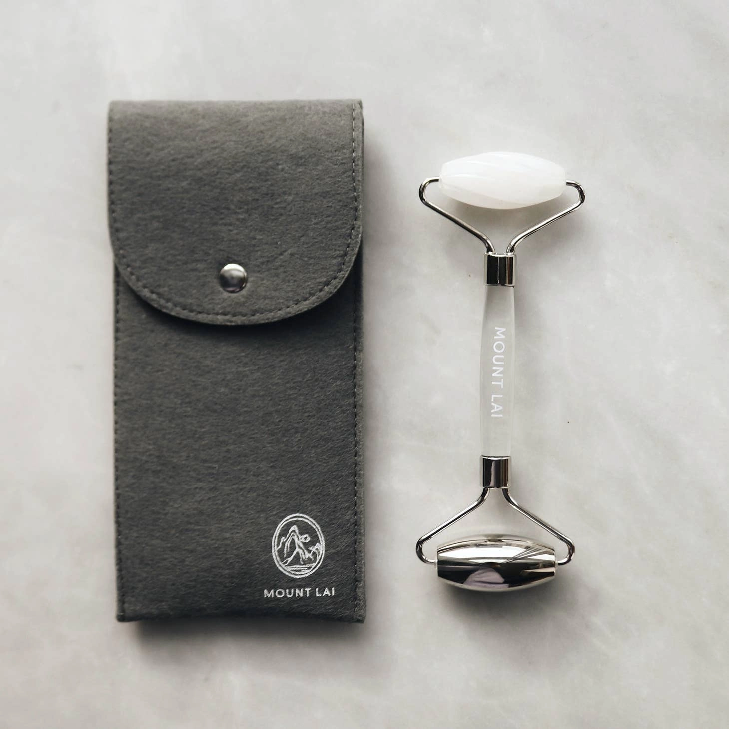 MOUNT LAI The Vitality Qi White Jade & Stainless Steel Dual Action Facial Roller