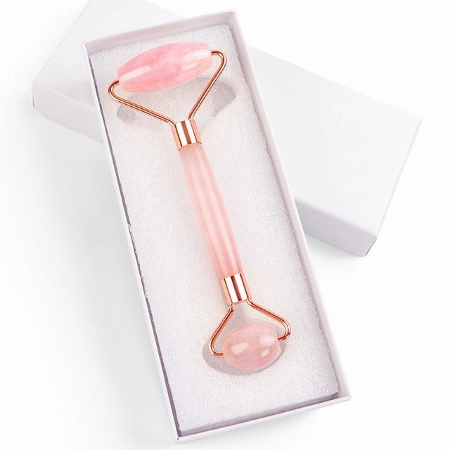 Natural Rose Quartz Roller Facial Jade Roller Stone Gua sha Scraper Face Lifting Massage Skin Eye Body Massager Beauty Care Tool