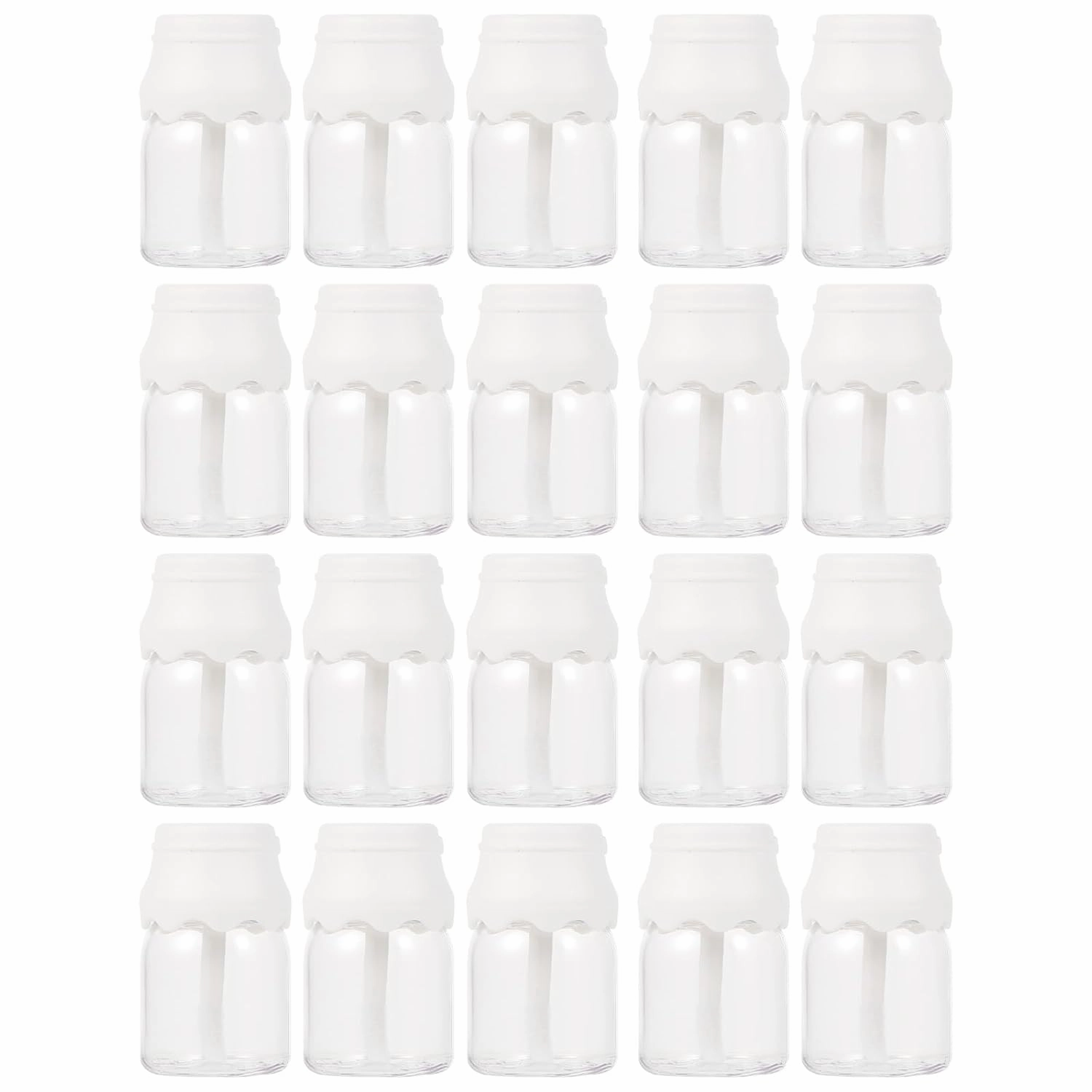 NOLITOY 20pcs Mini Milk Bottle Lip Gloss Tubes, 1.72 Inch Refillable Clear Lip Balm Containers with White Caps for DIY Cosmetics Women