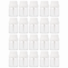 NOLITOY 20pcs Mini Milk Bottle Lip Gloss Tubes, 1.72 Inch Refillable Clear Lip Balm Containers with White Caps for DIY Cosmetics Women