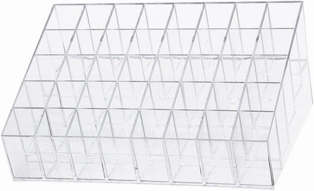 NOLITOY Lipstick Rack 40-grid Lipstick Holder Nail Polish Display Stand Lip Gloss Organizer Clear Plastic