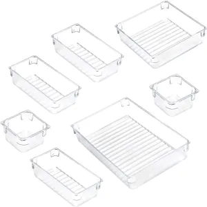 NUOBESTY Lightweight 7 Piece Desktop Storage Box Non-slip Makeup Jewelry Organizer Dresser Drawer Space Efficient