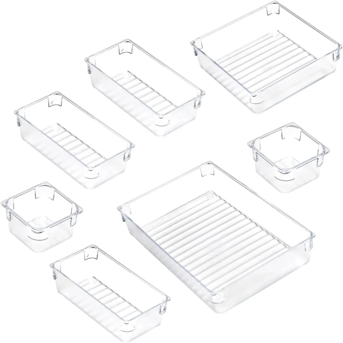 NUOBESTY Lightweight 7 Piece Desktop Storage Box Non-slip Makeup Jewelry Organizer Dresser Drawer Space Efficient