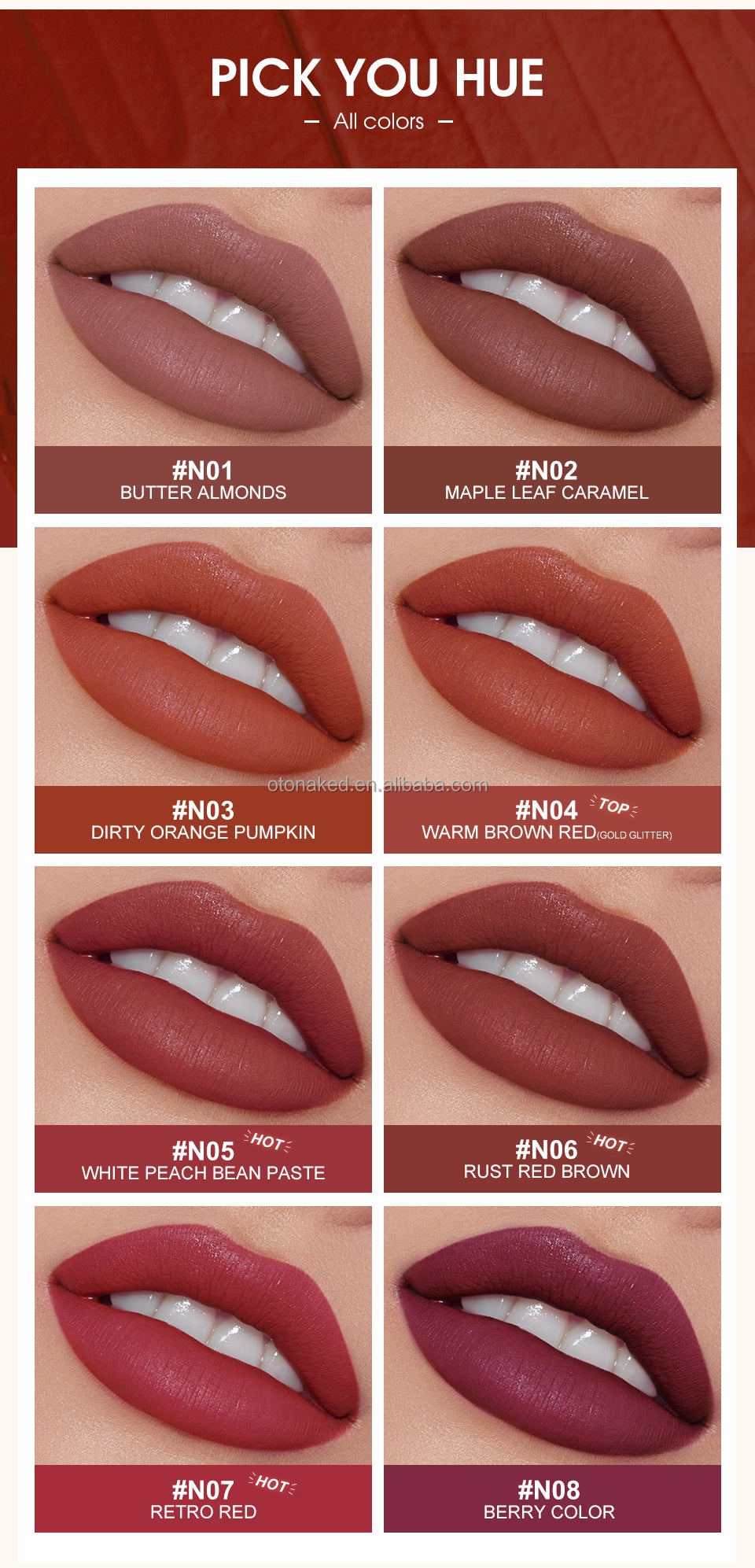 O.TWO.O 2021 New Arrival Wholesale Long Lasting Velvet Matte lipstick thin tube Lipstick High Saturation Lipstick