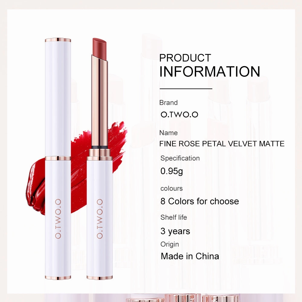 O.TWO.O 2021 New Arrival Wholesale Long Lasting Velvet Matte lipstick thin tube Lipstick High Saturation Lipstick