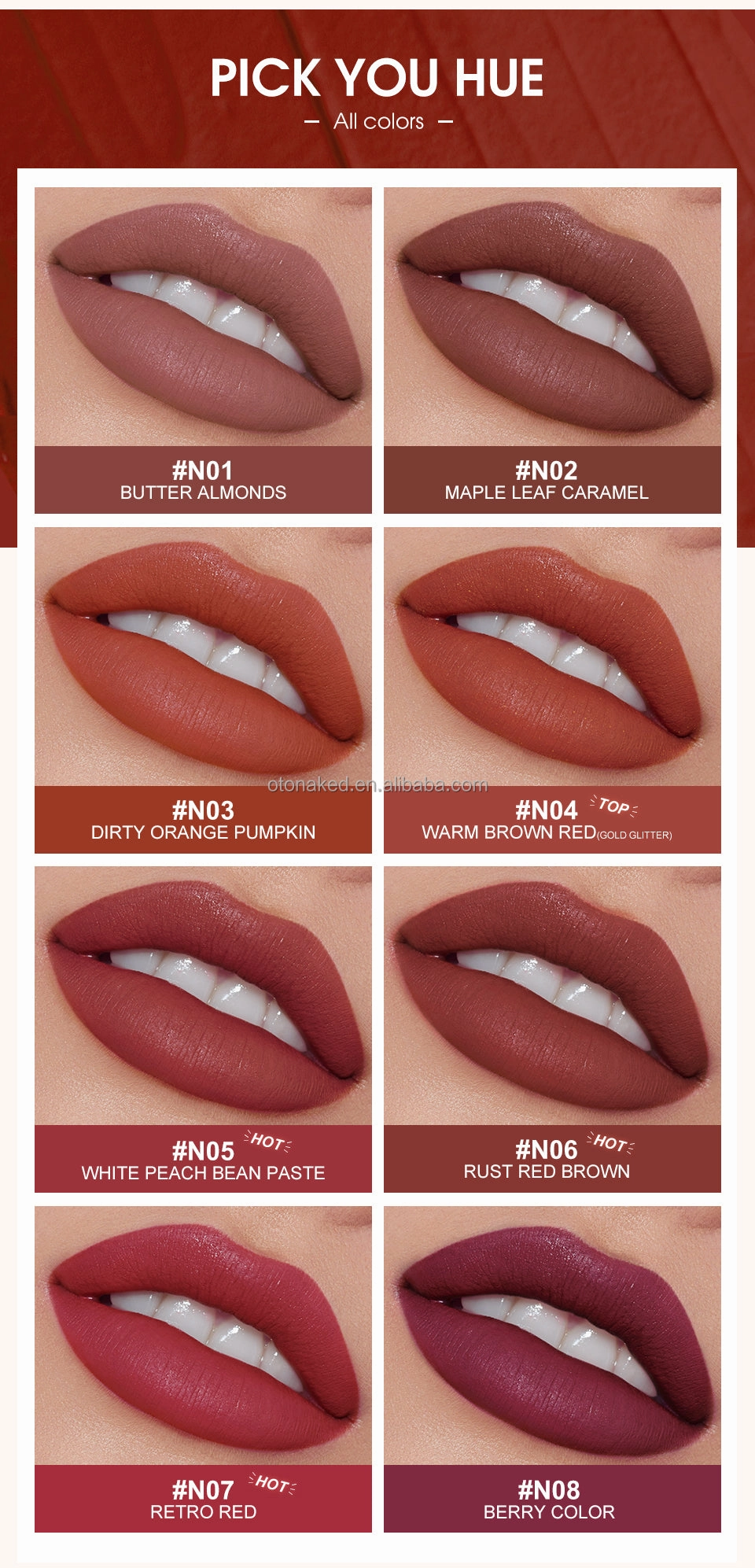 O.TWO.O 2021 New Arrival Wholesale Long Lasting Velvet Matte lipstick thin tube Lipstick High Saturation Lipstick