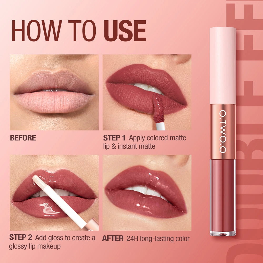 O.TWO.O 2 IN 1 Matte Long Wear Lip Gloss Clear Moisturizing Lip Oil Wholesale Supplier