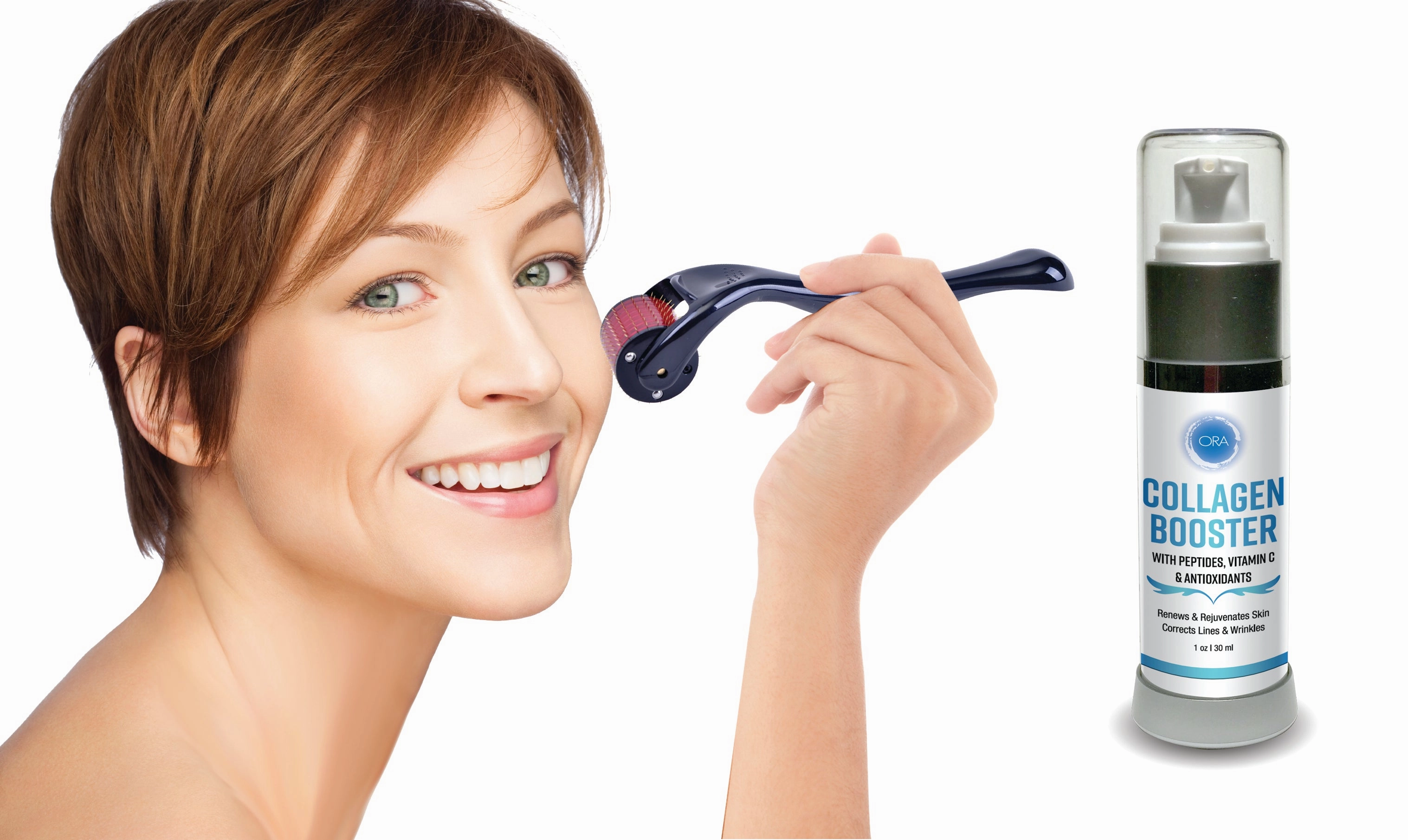ORA Deluxe Microneedle Roller Antiaging Kit (Includes ORA Facial Roller and ORA Collagen Booster)