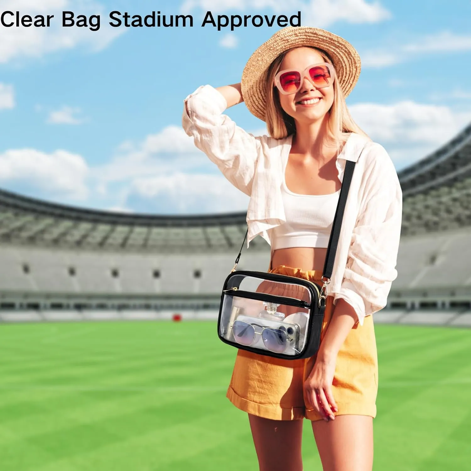 PACKISM Clear Bag for Stadium Events - Clear Purses for Women Stadium Crossbody Concert Bag for Game Day， Sports, Festival