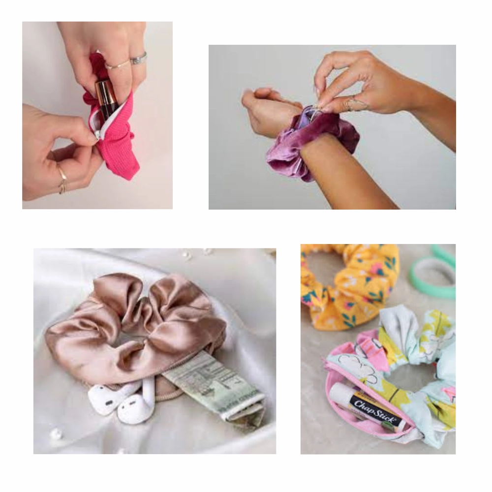 Peach Zipper Scrunchie