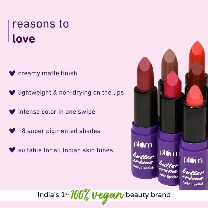 Plum Butter Crème Matte Lipstick Crimson Crush - 124 (Carmine Pink)