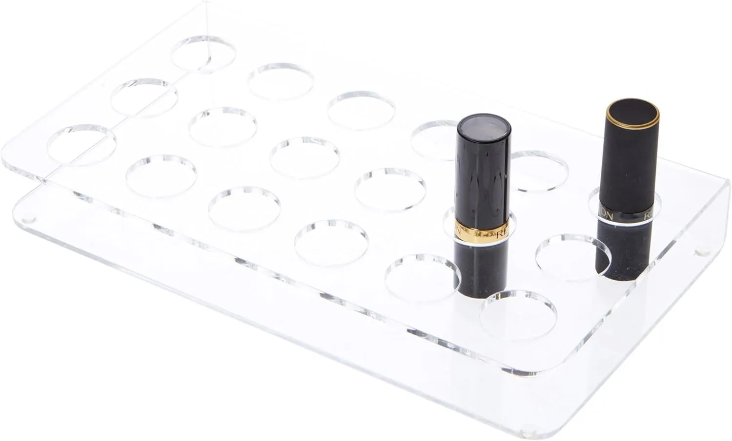 Plymor Clear Acrylic Display for 18 Round Lipstick Tubes, 1.5" H x 9.5" W x 5.5" D