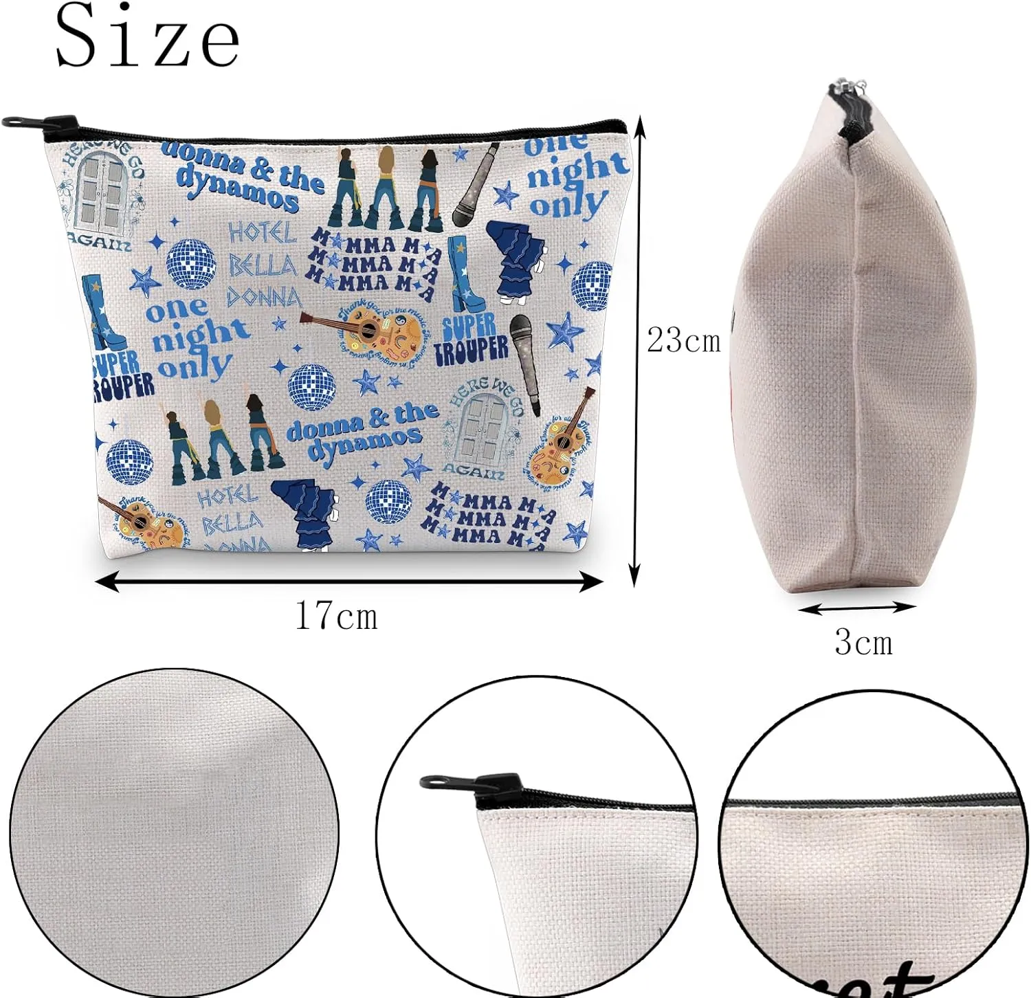 POFULL Mamma Music Inspired Cosmetic Bag Musical Theatre Lover Gift (Mamma Cosmetic Bag)