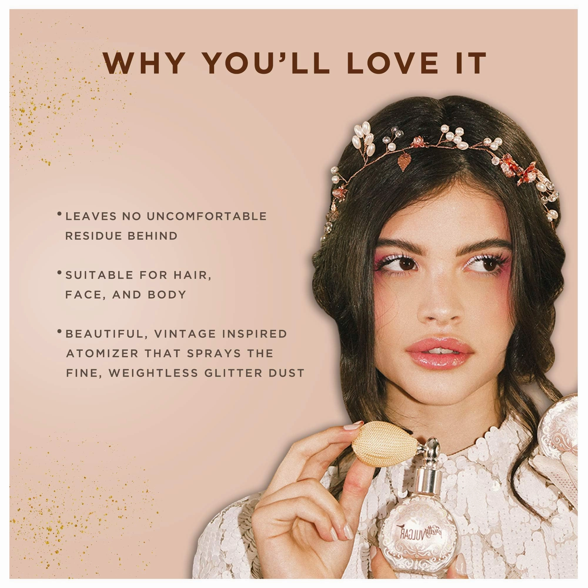 Pretty Vulgar Glitter Dust, All-Over Body Glitter Spray for Face, Hair and Body, Shimmering Spray Powder, Highlighter Powder Spray, Clean, Vegan and Cruelty-Free, 10g / 0.35 Oz