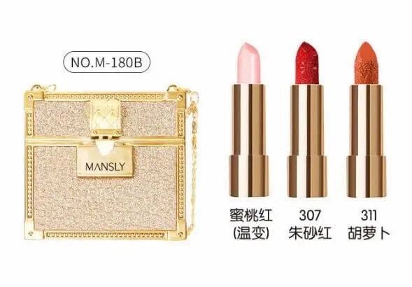 Private labels Glitter Bag Lipstick Matte Moisturizing Velvet lasting Temperature change Lip balm 3pcs in bag Fashion Makeup