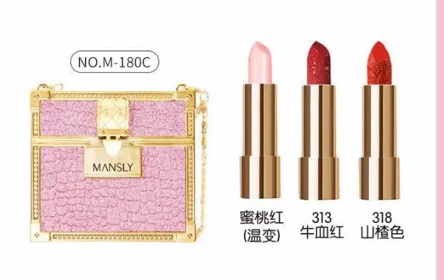 Private labels Glitter Bag Lipstick Matte Moisturizing Velvet lasting Temperature change Lip balm 3pcs in bag Fashion Makeup