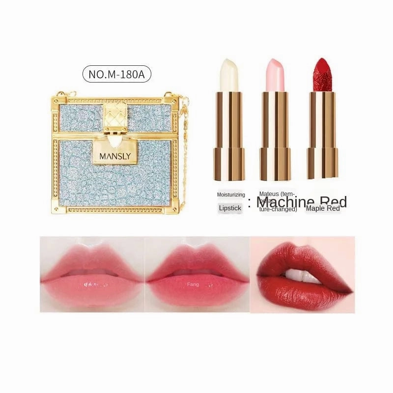 Private labels Glitter Bag Lipstick Matte Moisturizing Velvet lasting Temperature change Lip balm 3pcs in bag Fashion Makeup