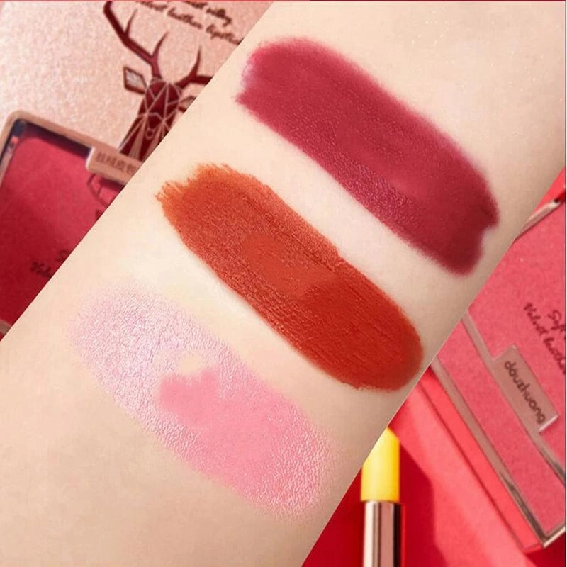 Private labels Glitter Bag Lipstick Matte Moisturizing Velvet lasting Temperature change Lip balm 3pcs in bag Fashion Makeup