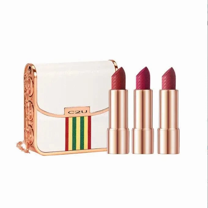 Private labels Glitter Bag Lipstick Matte Moisturizing Velvet lasting Temperature change Lip balm 3pcs in bag Fashion Makeup