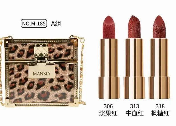 Private labels Glitter Bag Lipstick Matte Moisturizing Velvet lasting Temperature change Lip balm 3pcs in bag Fashion Makeup