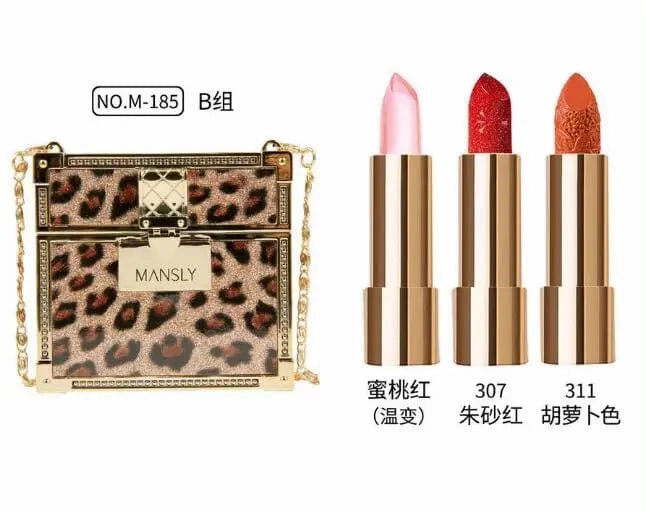 Private labels Glitter Bag Lipstick Matte Moisturizing Velvet lasting Temperature change Lip balm 3pcs in bag Fashion Makeup