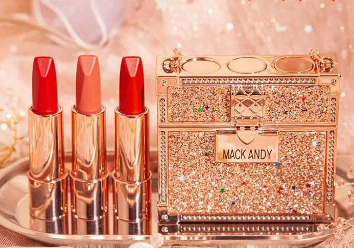 Private labels Glitter Bag Lipstick Matte Moisturizing Velvet lasting Temperature change Lip balm 3pcs in bag Fashion Makeup