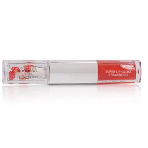 Rachel Couture Fruity Lip Duo Sheer Lip Gloss & Clear Lip Oil | Non-Sticky, Vegan Formula | Cruelty-Free, Non-Toxic - Strawberry
